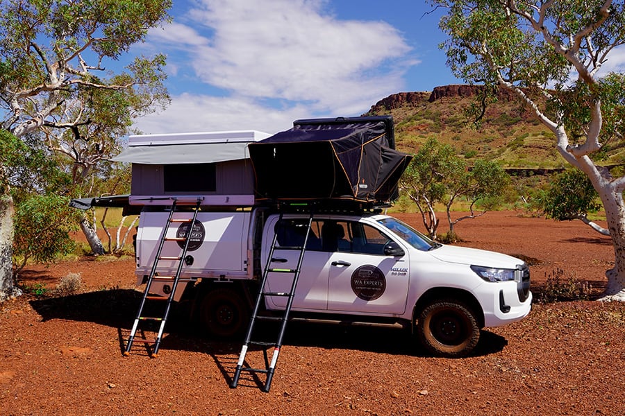 miles Torden At blokere 4WD Toyota Hilux Auto with Twin Rooftop Tents - Aussie Adventure Camper Hire
